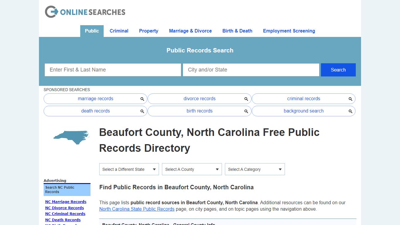 Beaufort County, North Carolina Public Records Directory
