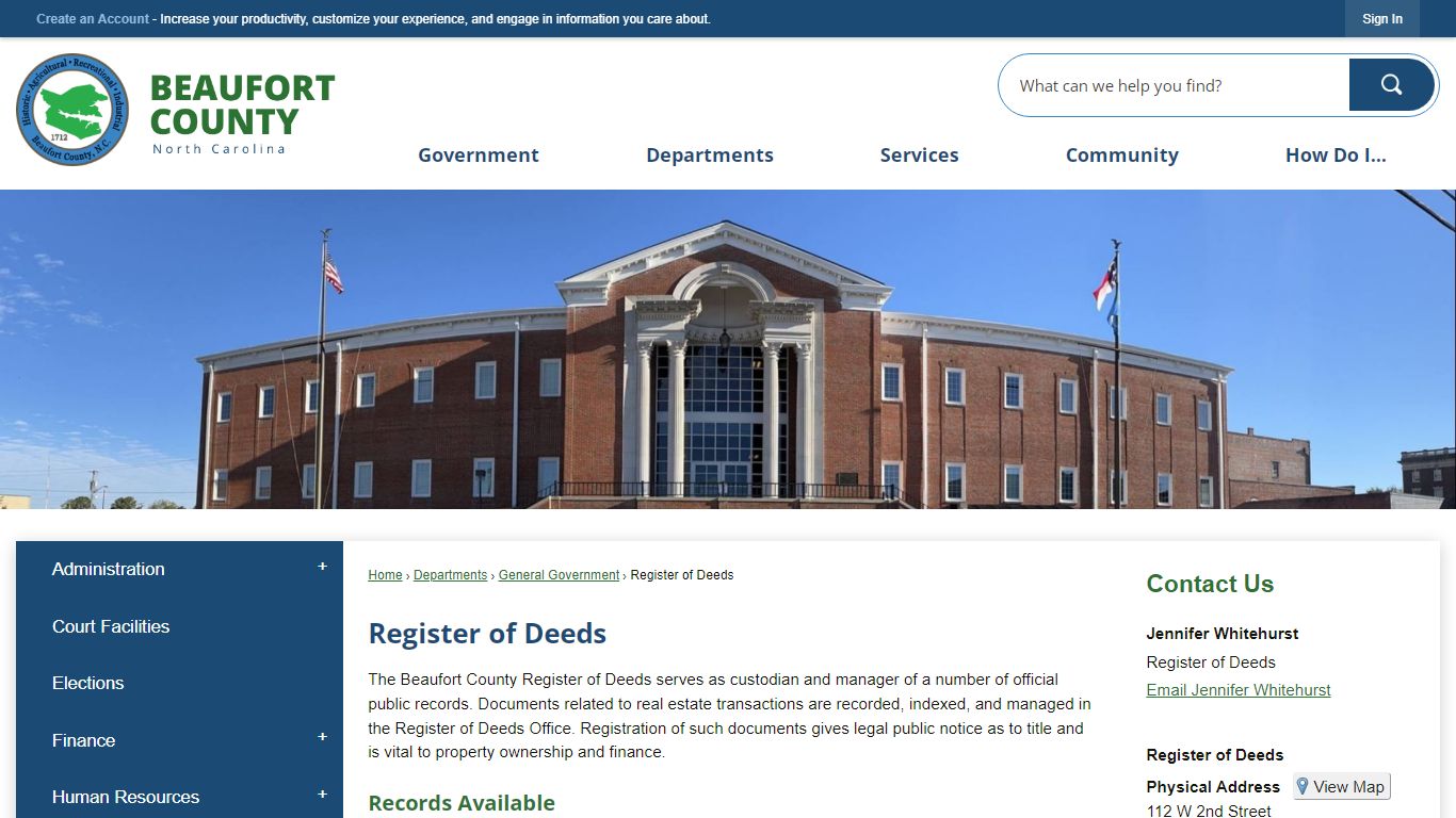 Register of Deeds | Beaufort County, NC